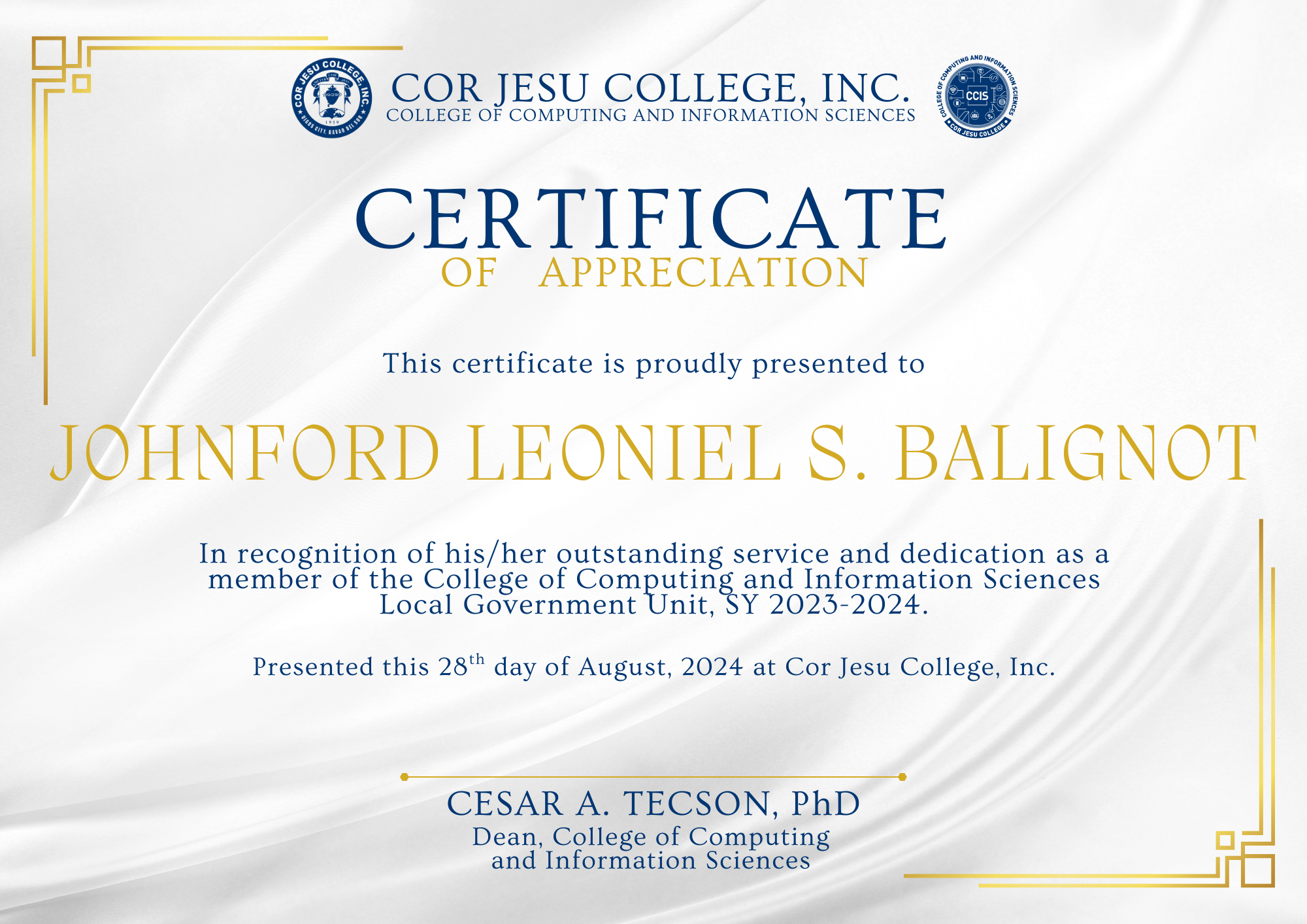 Certificate of Appreciation design